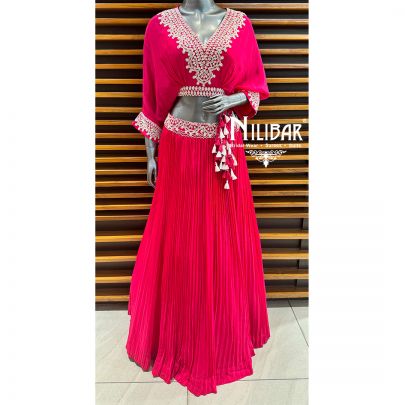 Hot Pink Crepe Lehenga