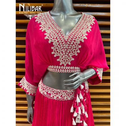 Hot Pink Crepe Lehenga