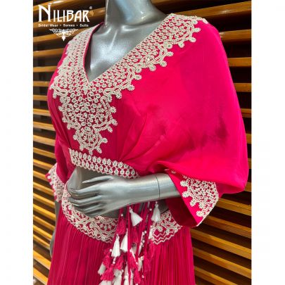 Hot Pink Crepe Lehenga