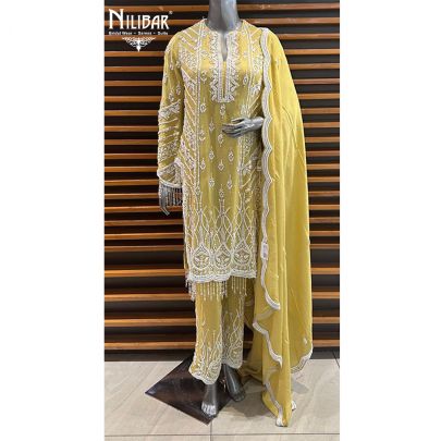 Apple Green Lamé Silk Palazzo Suit