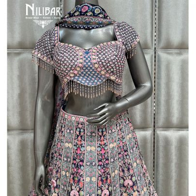 Midnight Blue Silk Heavy Lehenga