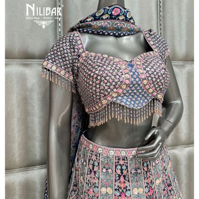Midnight Blue Silk Heavy Lehenga