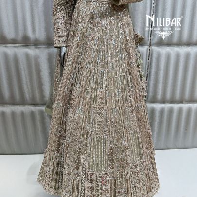 Tea Green Net Heavy Lehenga