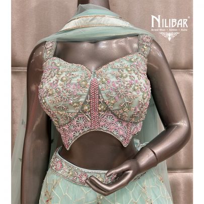 Baby Blue Net Heavy Lehenga