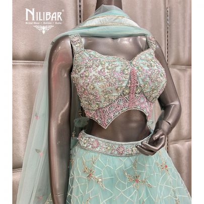 Baby Blue Net Heavy Lehenga