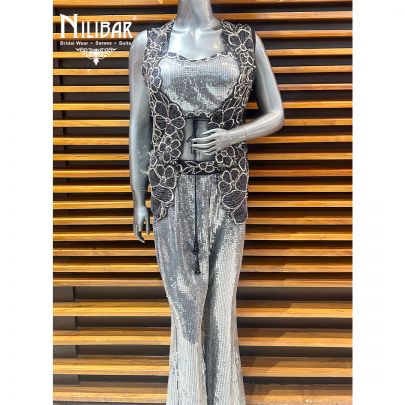 Black & Gray Net Indo-Western Set