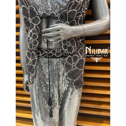 Black & Gray Net Indo-Western Set