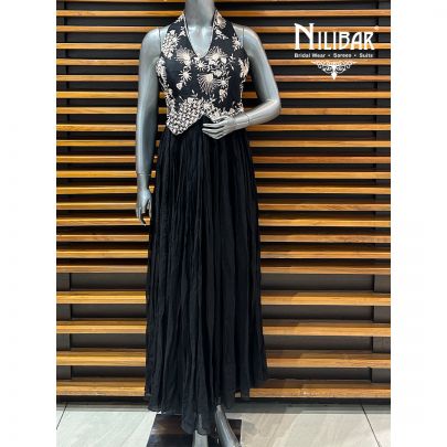 Black Georgette Straight One Piece