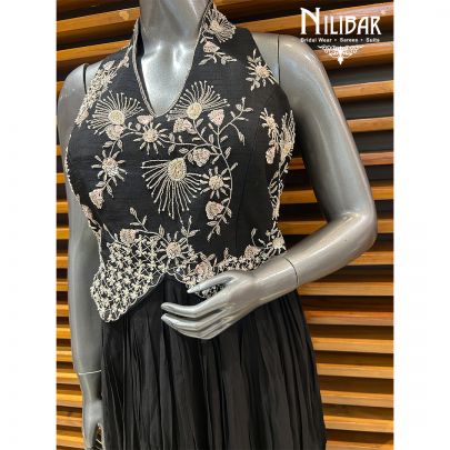 Black Georgette Straight One Piece