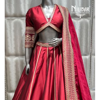 Mehroon Silk Casual Lehenga