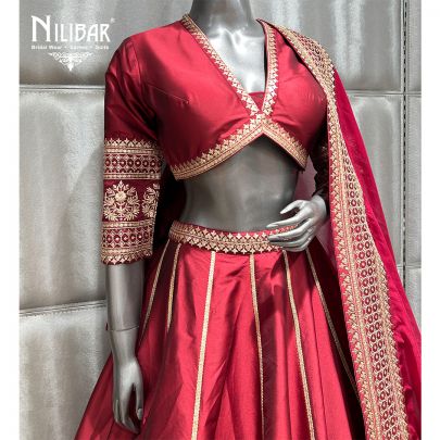 Mehroon Silk Casual Lehenga