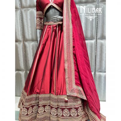 Mehroon Silk Casual Lehenga