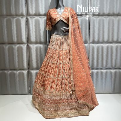 Rust Silk Casual Lehenga