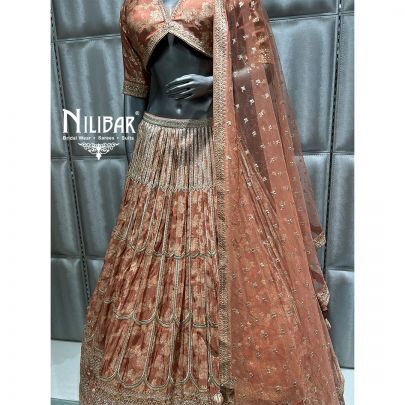Rust Silk Casual Lehenga