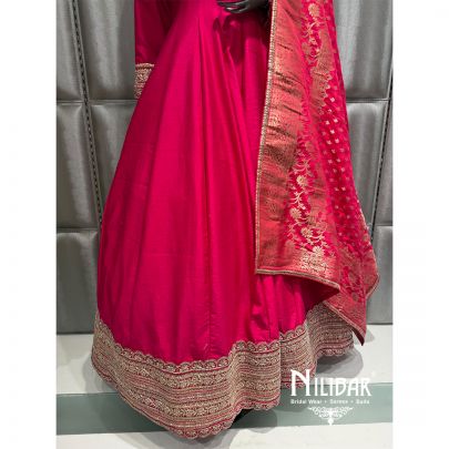 Hot Pink Silk Embroidered Anarkali Suit