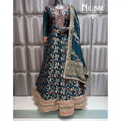 Blue Georgette Embroidered Anarkali Suit
