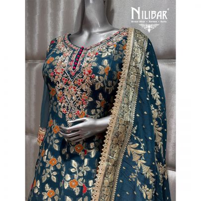 Blue Georgette Embroidered Anarkali Suit