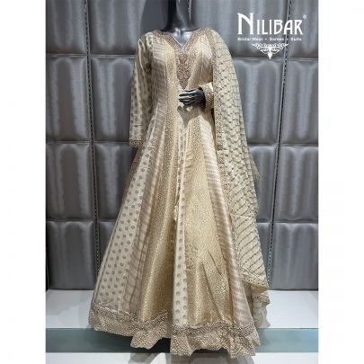 Ivory Silk Embroidered Anarkali Suit