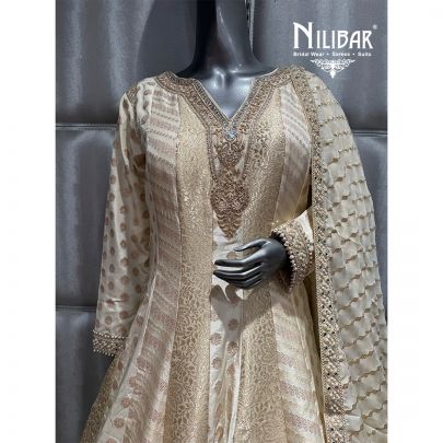 Ivory Silk Embroidered Anarkali Suit