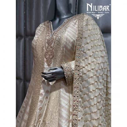 Ivory Silk Embroidered Anarkali Suit