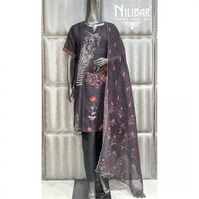 Shadow Gray Linen Kurta Set