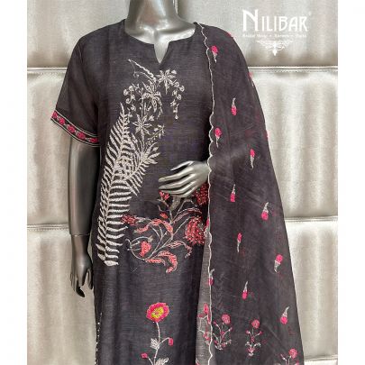 Shadow Gray Linen Kurta Set