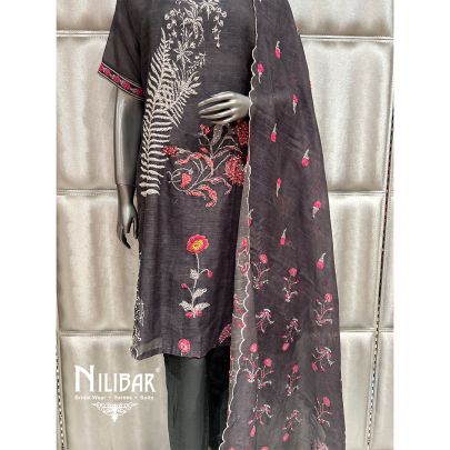 Shadow Gray Linen Kurta Set