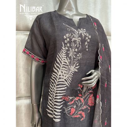 Shadow Gray Linen Kurta Set