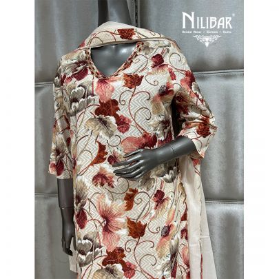 Cream Cotton Printed Kurta Set