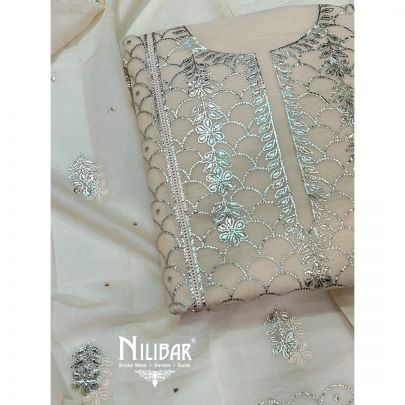 Beige Linen Unstitched Suit