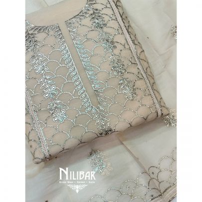 Beige Linen Unstitched Suit