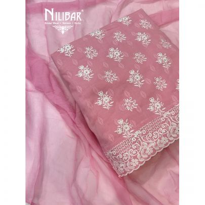 Baby Pink Cotton Unstitched Suit