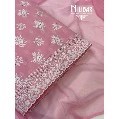Baby Pink Cotton Unstitched Suit