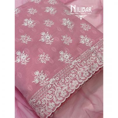 Baby Pink Cotton Unstitched Suit
