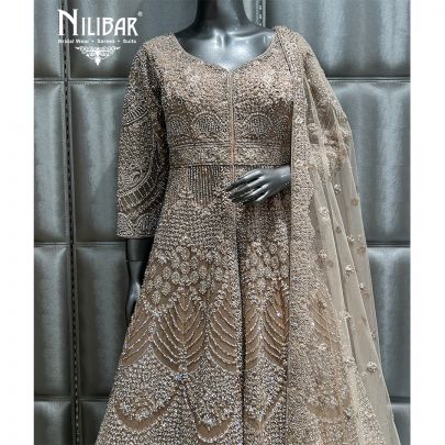 Beige Net Lehenga