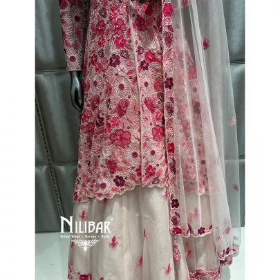 Pink Net Jacket Style Lehenga