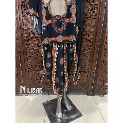 Black Crepe Printed Kurta Set