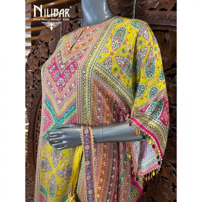 Yellow Crepe Printed Kurta Set
