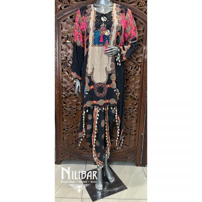 Black Crepe Printed Kurta Set