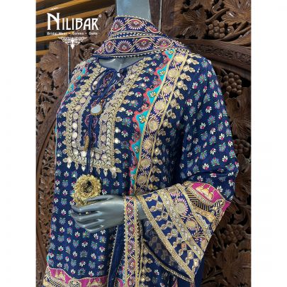 Blue Crepe Printed Kurta Set