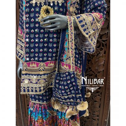 Blue Crepe Printed Kurta Set