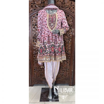 Pink Crepe Printed Kurta Set