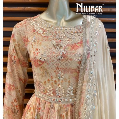 Beige Chinon Sharara Suit