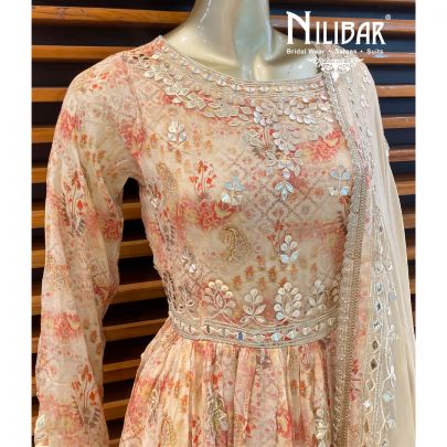 Beige Chinon Sharara Suit