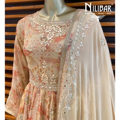 Beige Chinon Sharara Suit
