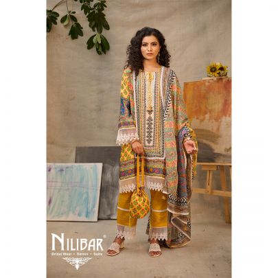 Mustard Yellow Cotton Printed Pant Suit