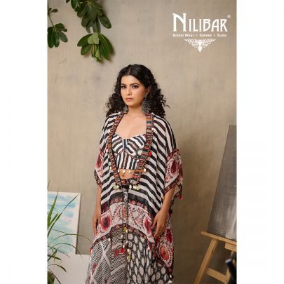 Black And White Organza Palazzo Suit