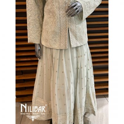 Powder Green Georgette Casual Lehenga