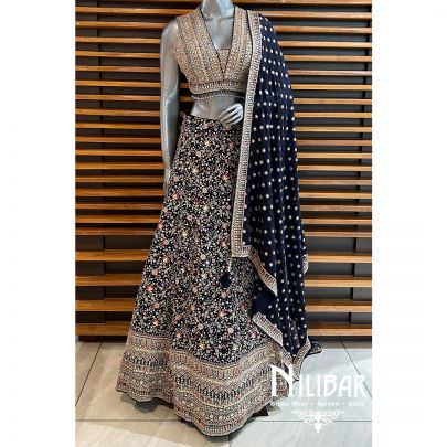 Midnight Blue Georgette Casual Lehenga