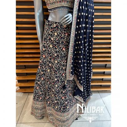 Midnight Blue Georgette Casual Lehenga